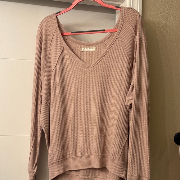 We The Free Tops - We The Free Taupe Waffle Knit Top